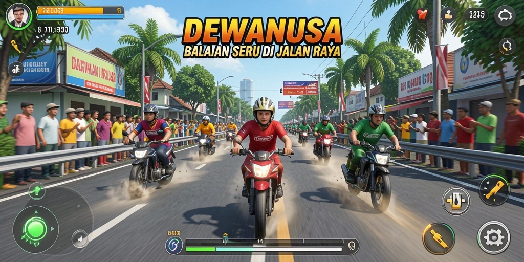Tampilan menarik dari gameplay balapan seru di DEWANUSA.