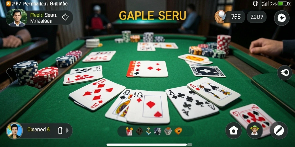 Gameplay F7F7 menampilkan aksi seru permainan Gaple.