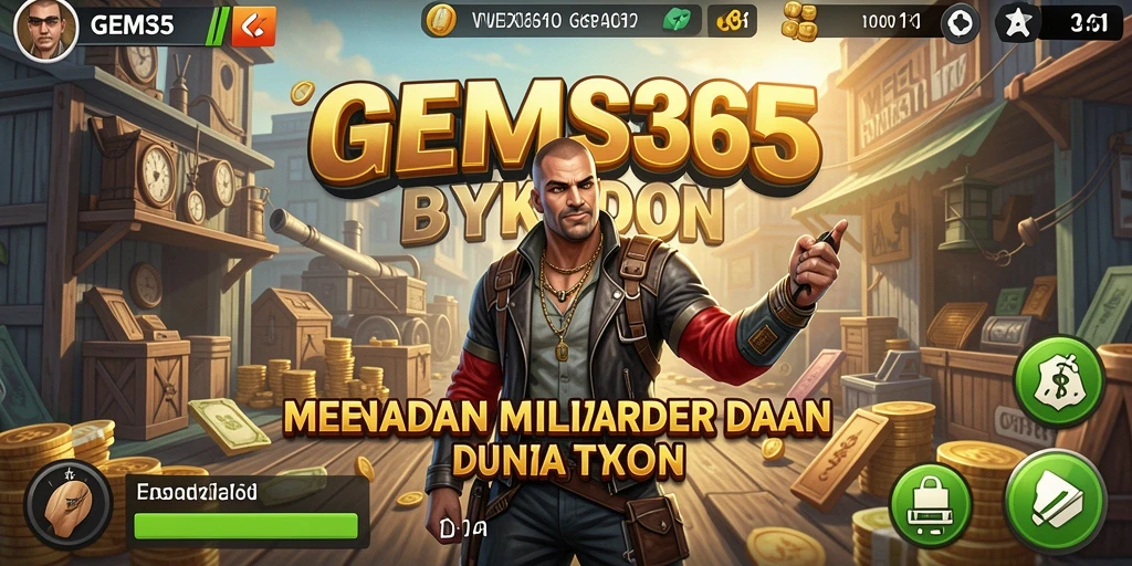 Screenshot utama GEMS365 yang menunjukkan keseruan gameplay Tycoon.