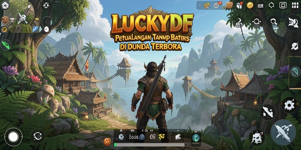 Tampilan gameplay LUCKYDF menampilkan petualangan luar biasa di dunia terbuka.