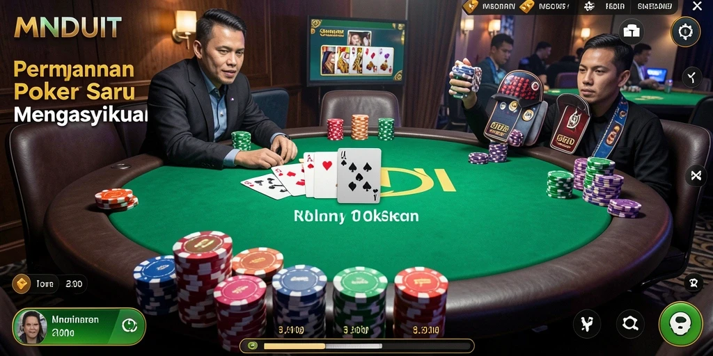 Tampilan gameplay Poker yang seru dan menarik di MNDUIT.