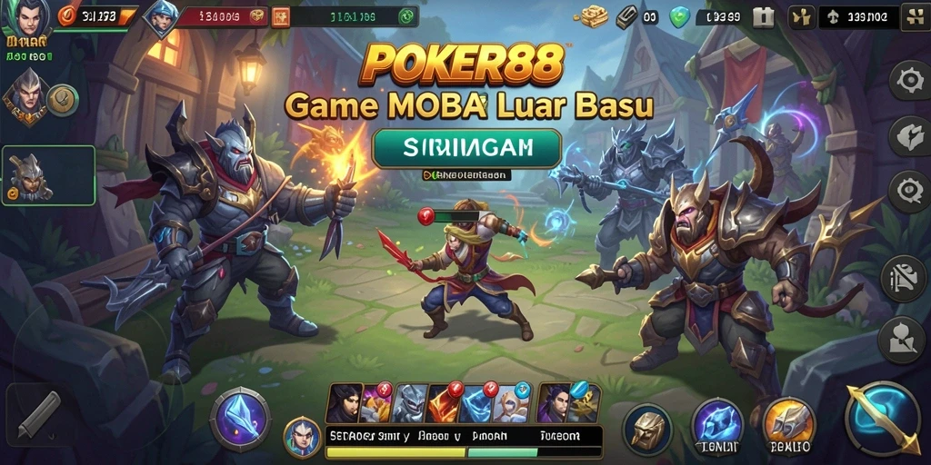 Tampilan gameplay menarik dari POKER88 saat bertarung di arena MOBA.