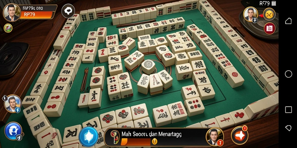 Screenshot gameplay <strong>RP79</strong> menampilkan tantangan Mahjong yang menarik.
