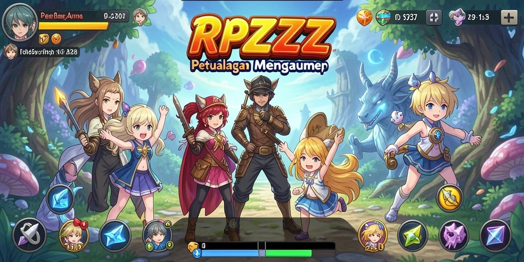 Tangkapan layar utama RPZZZ menampilkan karakter Anime dalam aksi pertempuran yang mendebarkan.