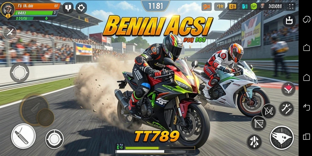 Gameplay balapan motor yang seru dan mendebarkan.