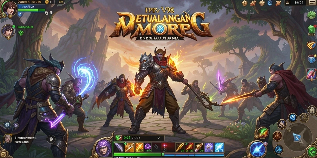 Screenshot V98 menunjukkan aksi seru dalam pertempuran MMORPG.