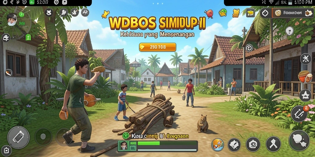 Screenshot gameplay WDBOS dengan karakter dalam simulasi kehidupan.